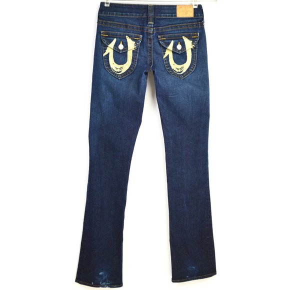 True Religion Jeans World Tour Size 28 Dark Denim Flap Pockets - Picture 3 of 6